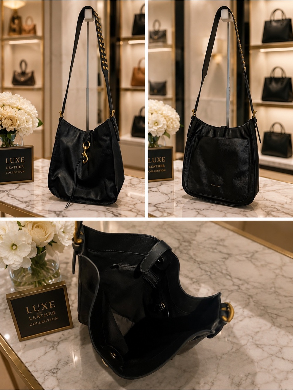 Rebecca Minkoff Megan Gold Studded Leather bag.